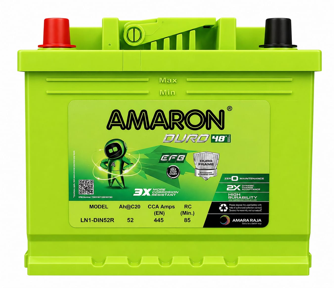 amaron duro efb din52r automotive batery