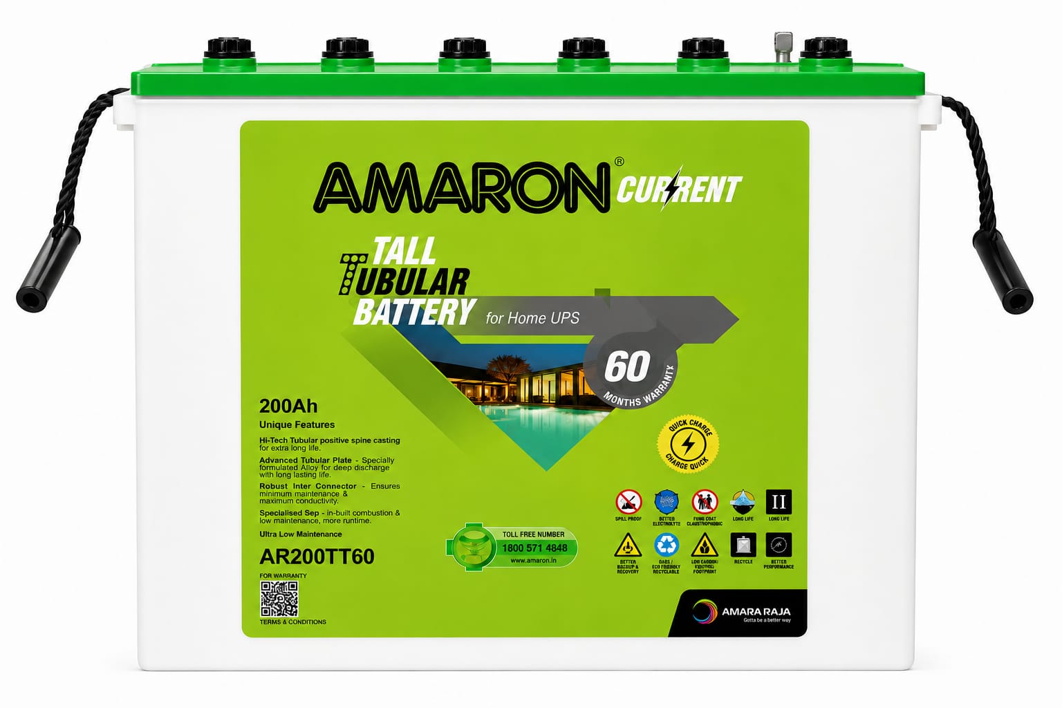 Amaron ar150tt60 (150ah) tall tubular battery